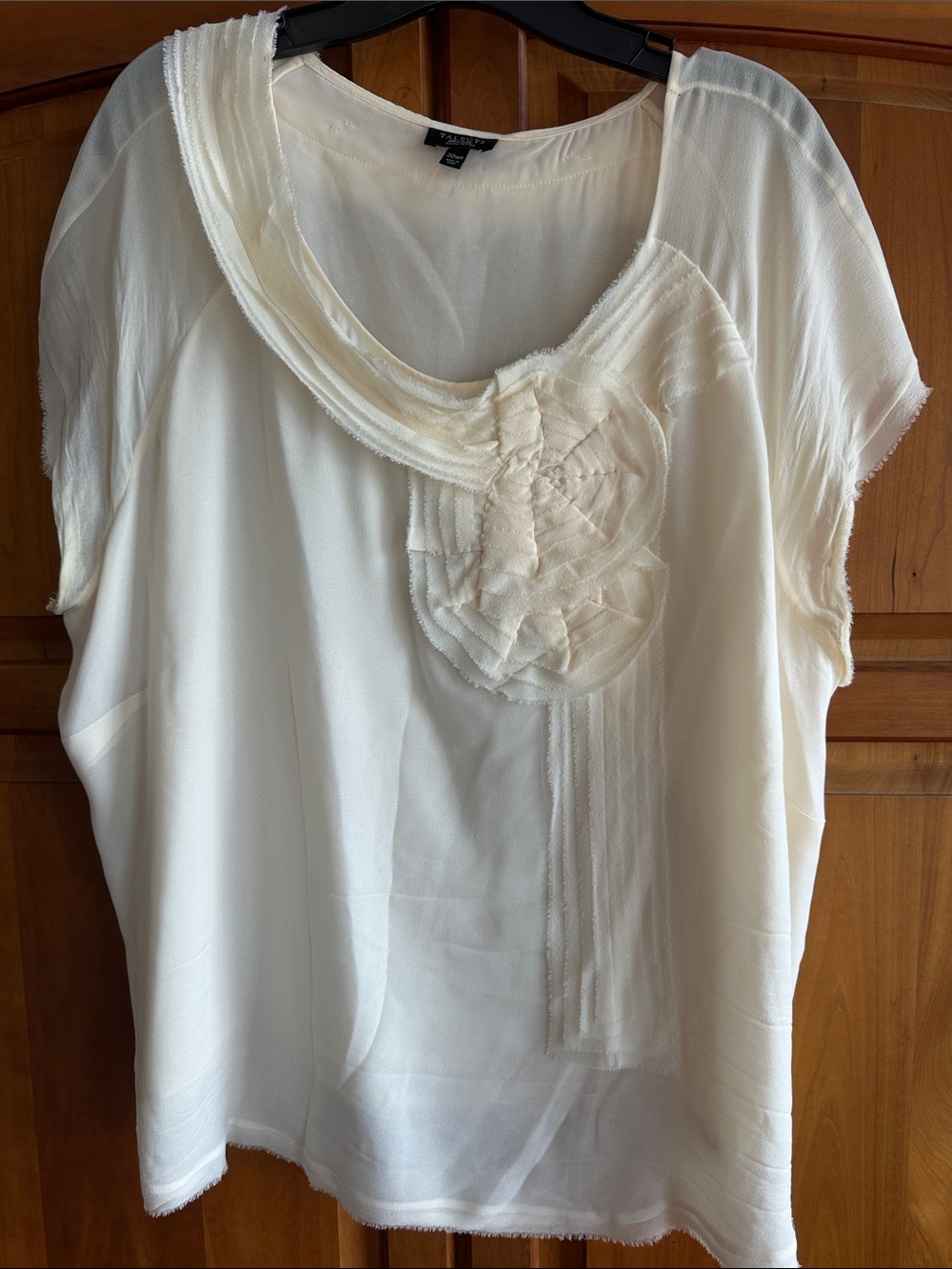 Talbots Cream Embellished Women's Blouse, 20WP, 100% Silk 27” P-T-P